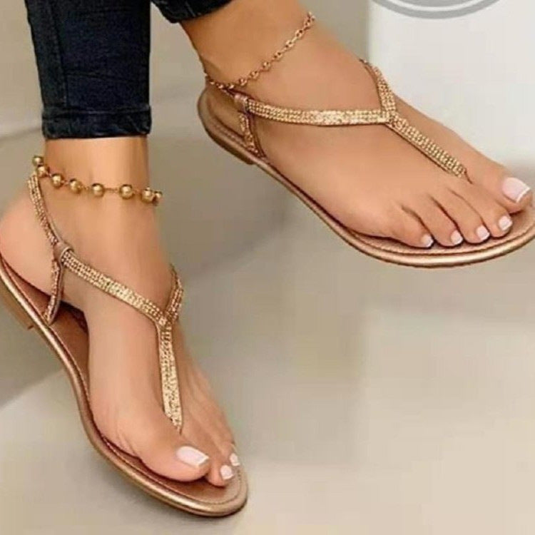 Dame flip-flops sandaler med funklende pyntbånd og anatomisk fodbæring Stilla