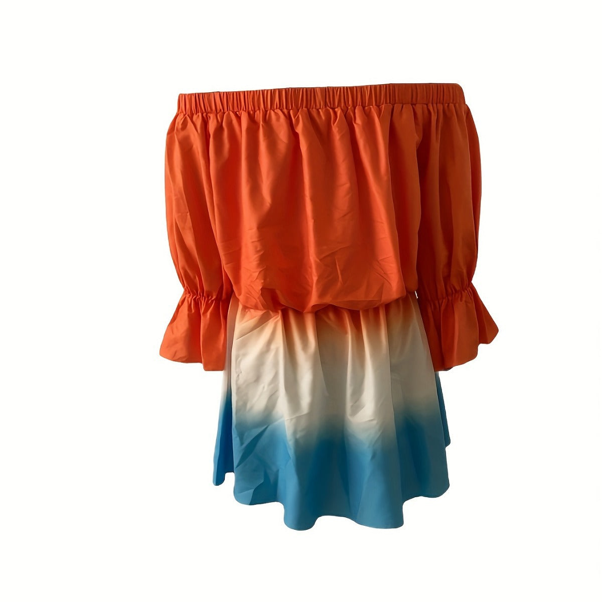 Dame Off-Shoulder Kjole med Rüschedetaljer og elastisk Bund Stilla