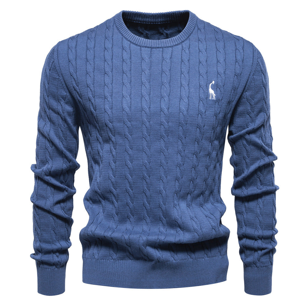 Herrer strikpullover med trendy fletstrik-optik og rund halsudskæring Stilla