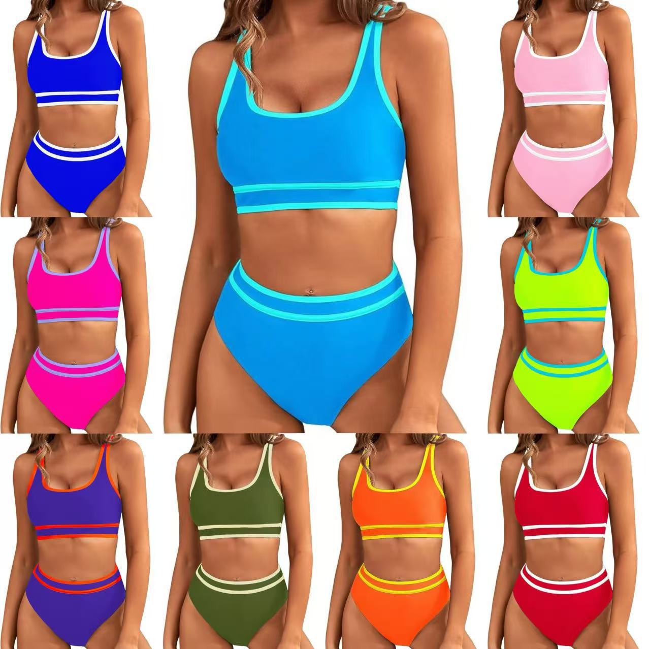 Dame Sporty bikini sæt med brede stropper og høj skæring Stilla