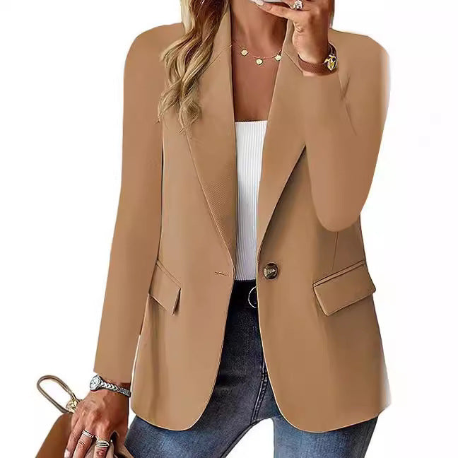 Dame Elegant Casual Blazer med moderne lommer og diskret knap Stilla
