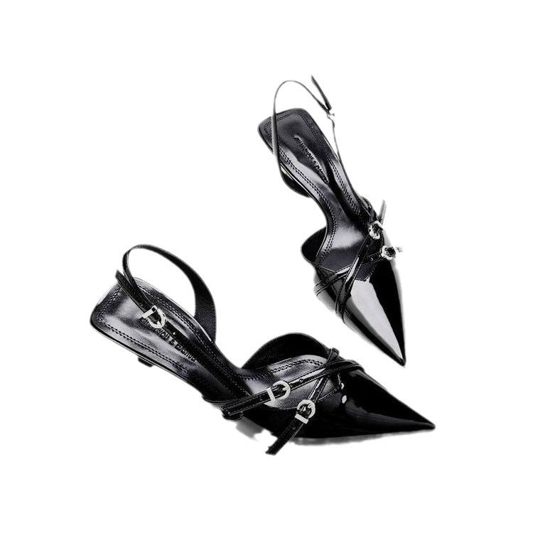 Dame Elegant Spids-Tå Slingback Pumps med Spændedetalje Stilla