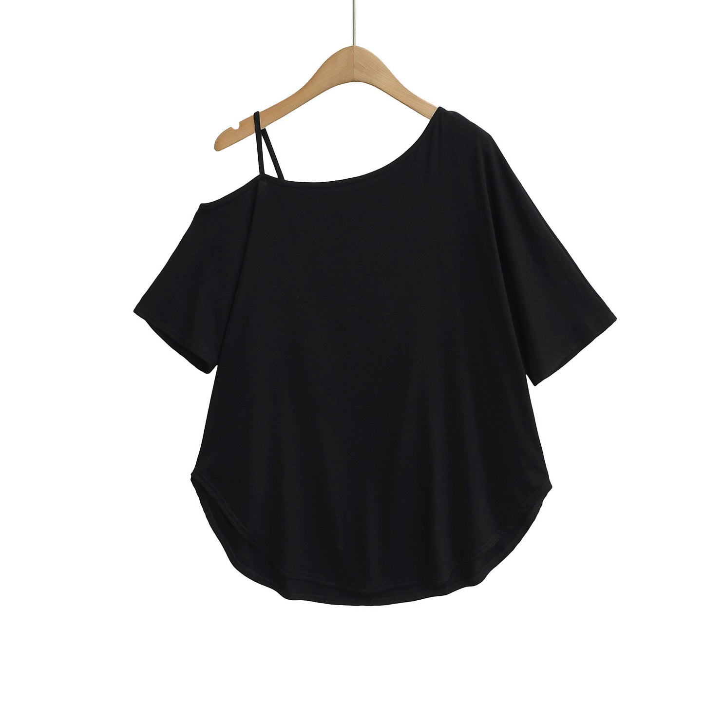 Dame elegant asymmetrisk top med specielle stropdetaljer Stilla