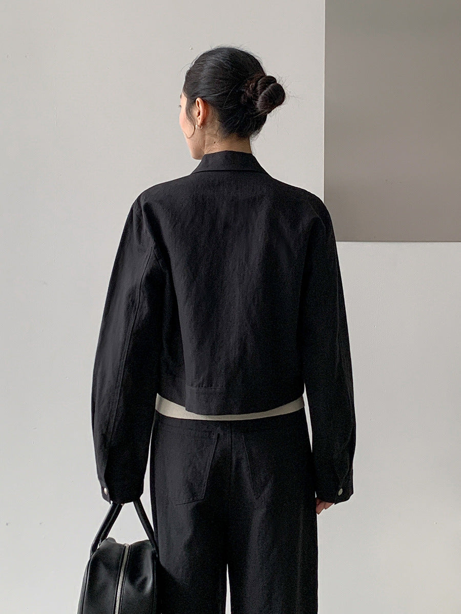 Dame cropped Utility-jakke med praktiske lommer og moderne lynlås Stilla