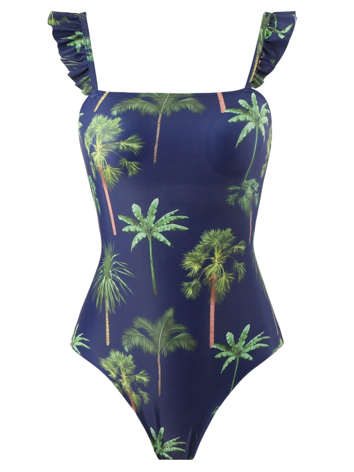 Dame elegant badedragt med flæsedetaljer og smart omslagsskjørt Stilla