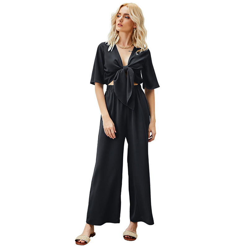 Dame Mode Jumpsuit med blomsterhatdesign og bred ben Stilla
