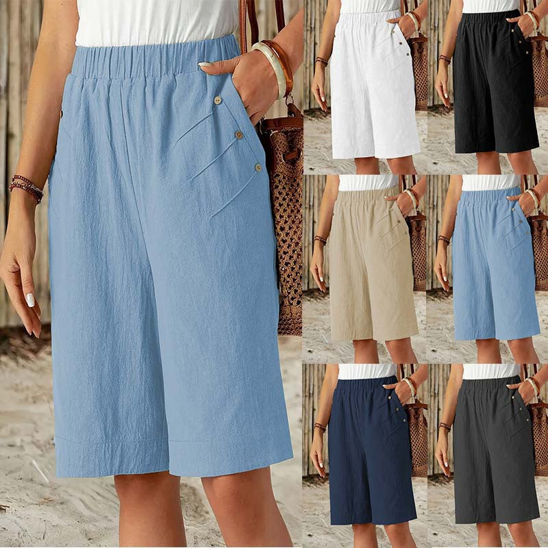 Dame komfortable sommer-shorts med praktiske lommer og elastisk talje Stilla