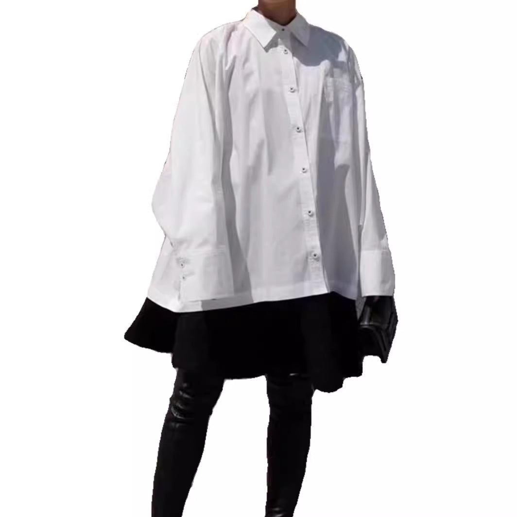 Dame afslappet overshirt-bluse med oversized snit og praktisk brystlomme Stilla