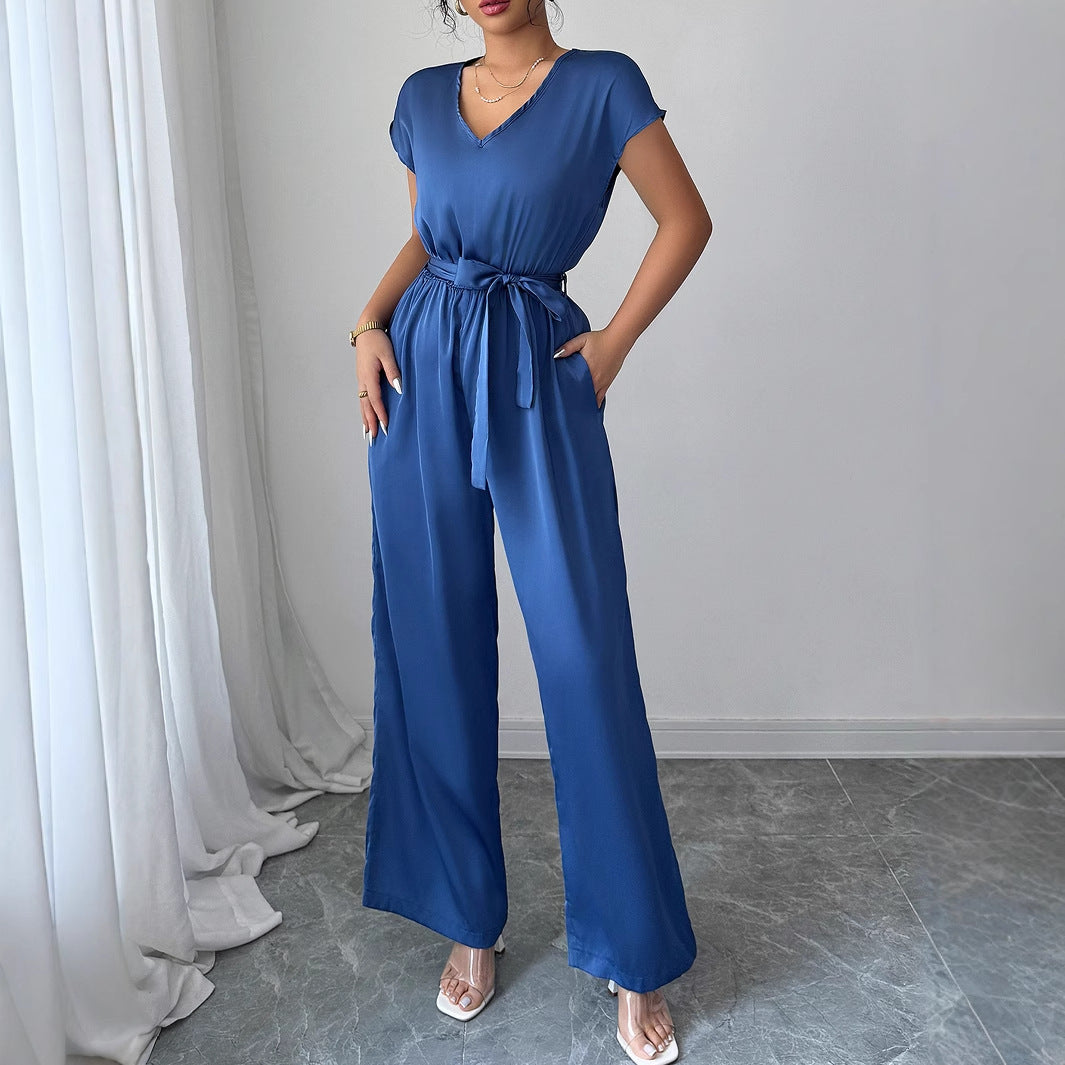 Dame elegant jumpsuit med figursyet snit og bred ben Stilla