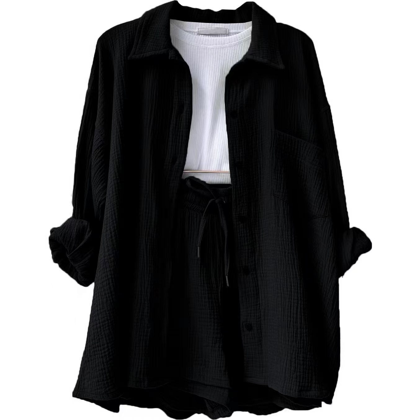 Dame afslappet overshirt med matchende shorts Stilla