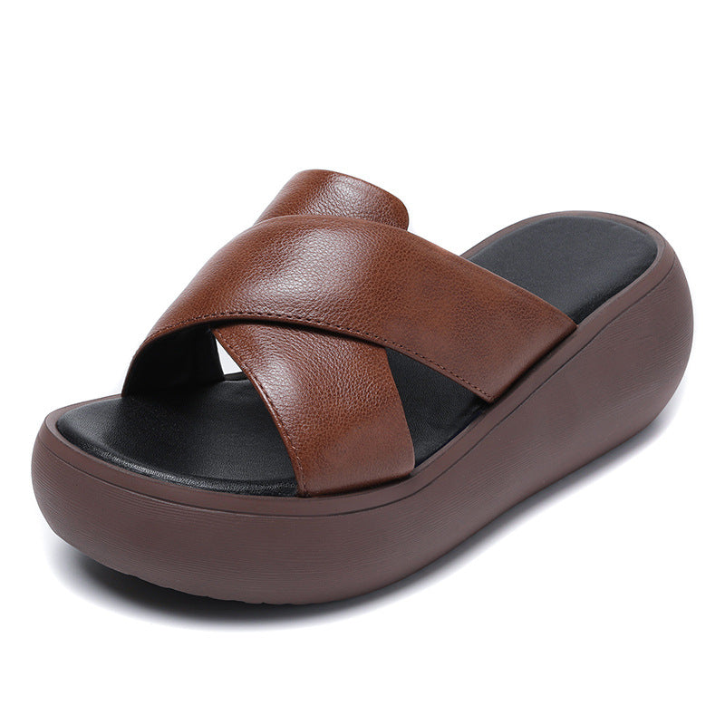 Dame Cross-Strap Platform Slide Sandaler Stilla