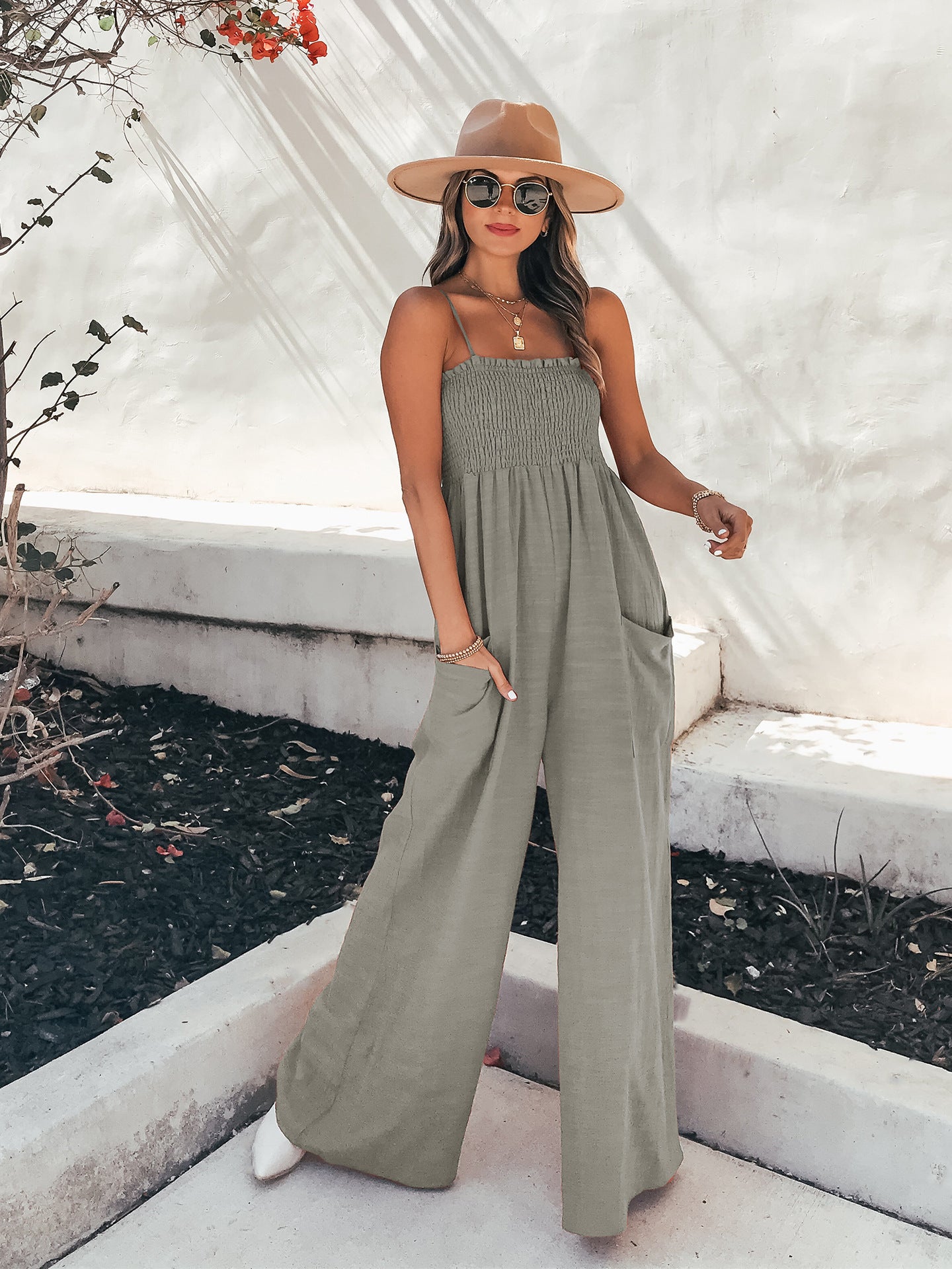 Dame Lækkert Jumpsuit med elastisk overdel og sidelommer Stiila