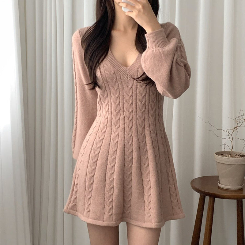 Femme Kabelstrik Pullover Kjole Stilla