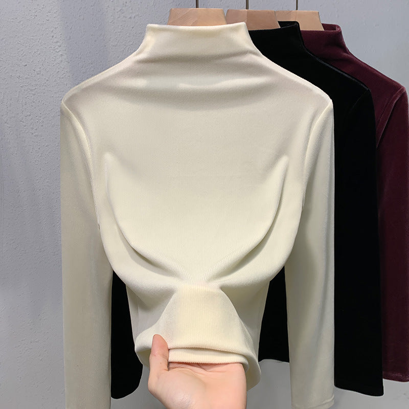 Dame Turtleneck Pullover med innovativt Veloursdesign Stilla
