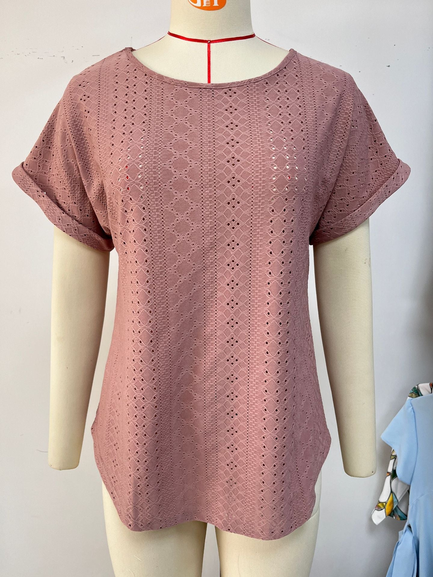 Stilla | Basic Solid Rund Hals Løs Kort Ærme T-shirt