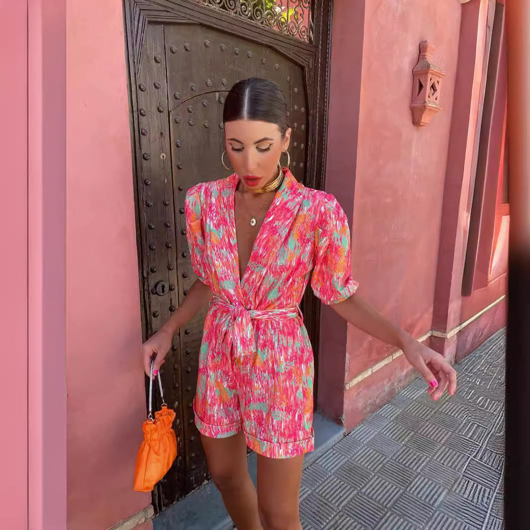 Dame Farverig Trykt Jumpsuit Stilla