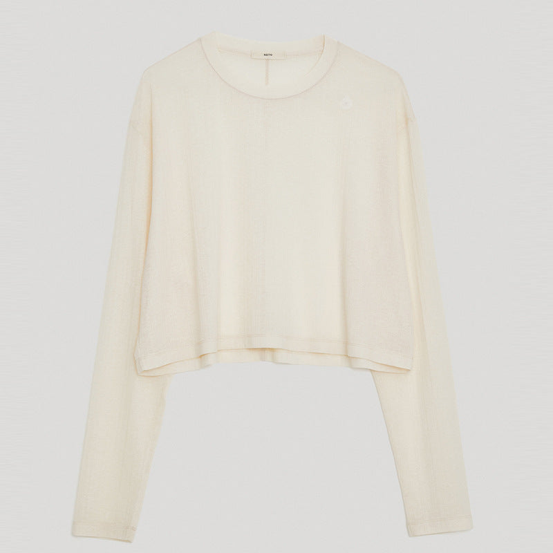 Dame afslappet cropped-overdel i luftig stof med særlige sømdetaljer Stilla