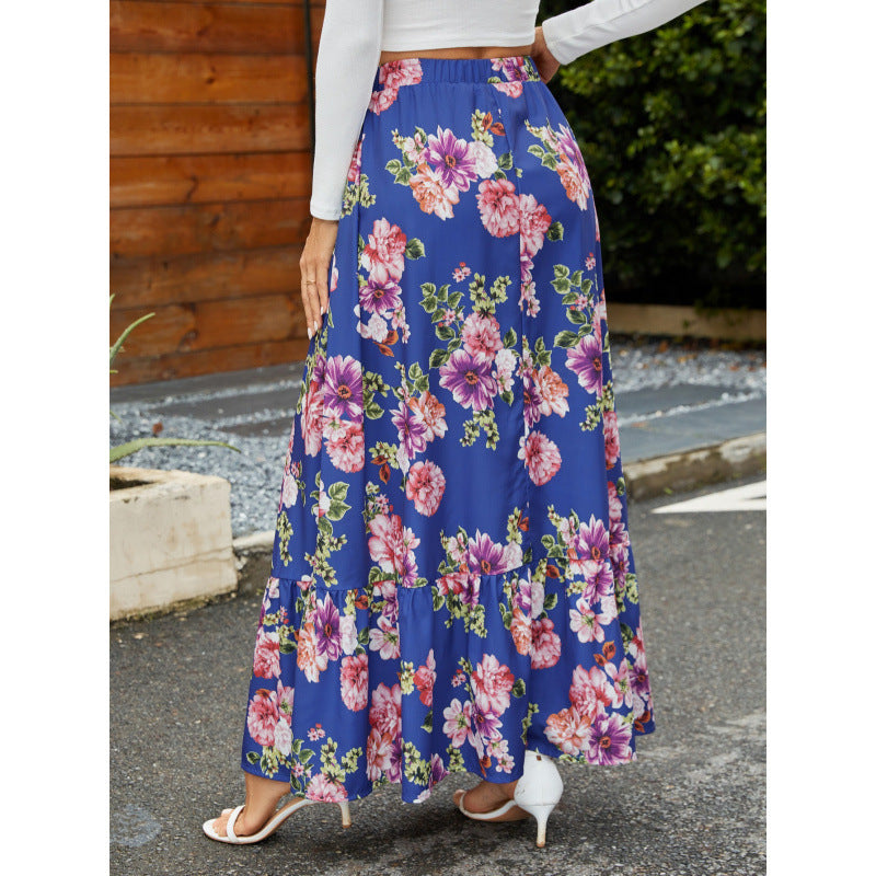 Femme Floral Print Stort Maxi Nederdel Stilla