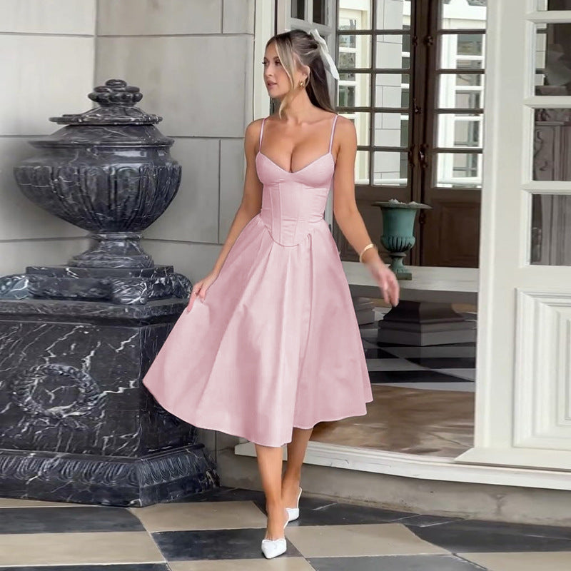 Dame A-linje Midi Kjole med struktureret Overdel Stilla