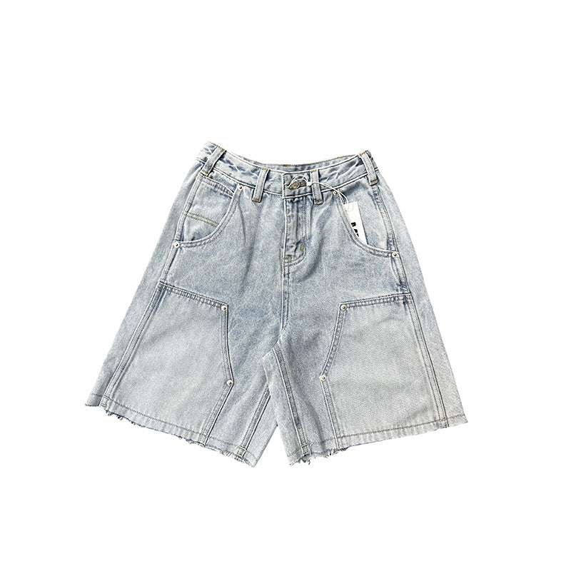 Dame flared jeans shorts med alsidige lommer Stilla
