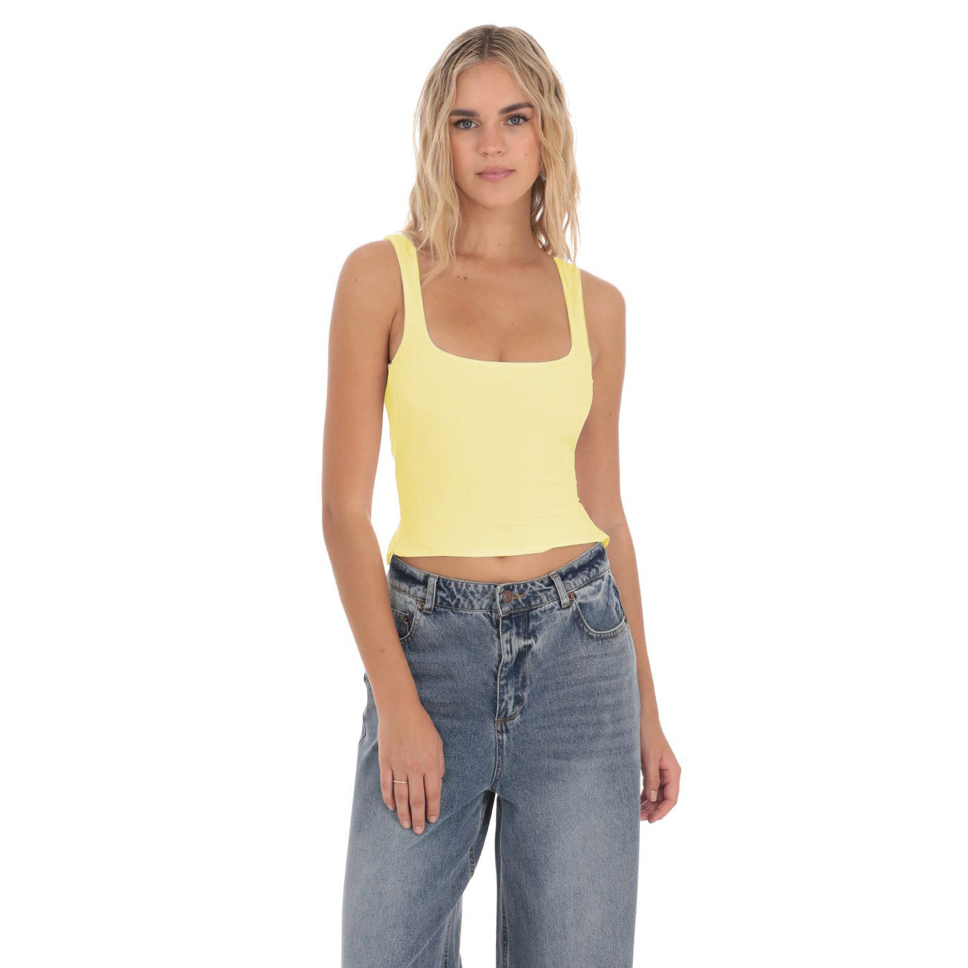 Dame Figurtilpasset Crop-Top med firkantet udskæring og brede stropper Stilla