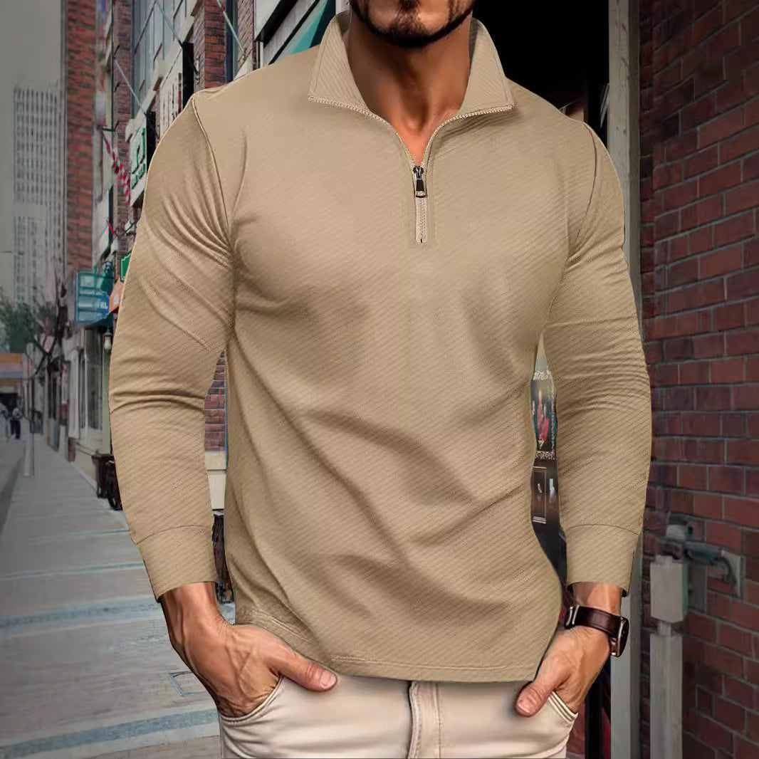 Herrer Sporty Pullover med halv lynlås og struktureret stof Stilla