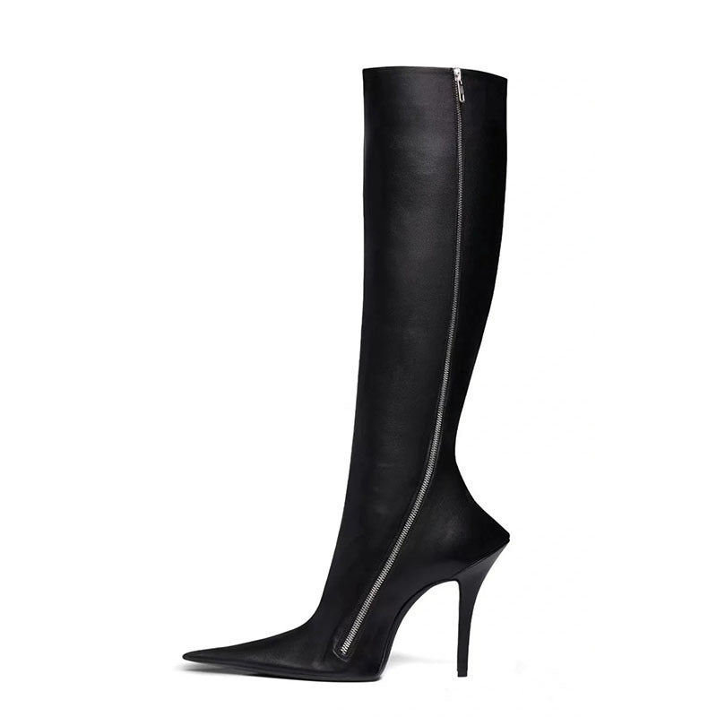 Femme Overknee-Stiletto-Støvler med lynlåsdetalje Stilla