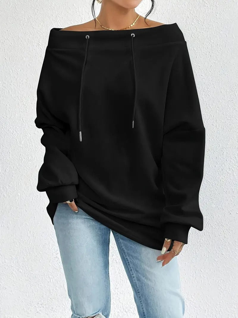 Dame Oversized Hoodie med åben skulder og afslappet snit Stilla