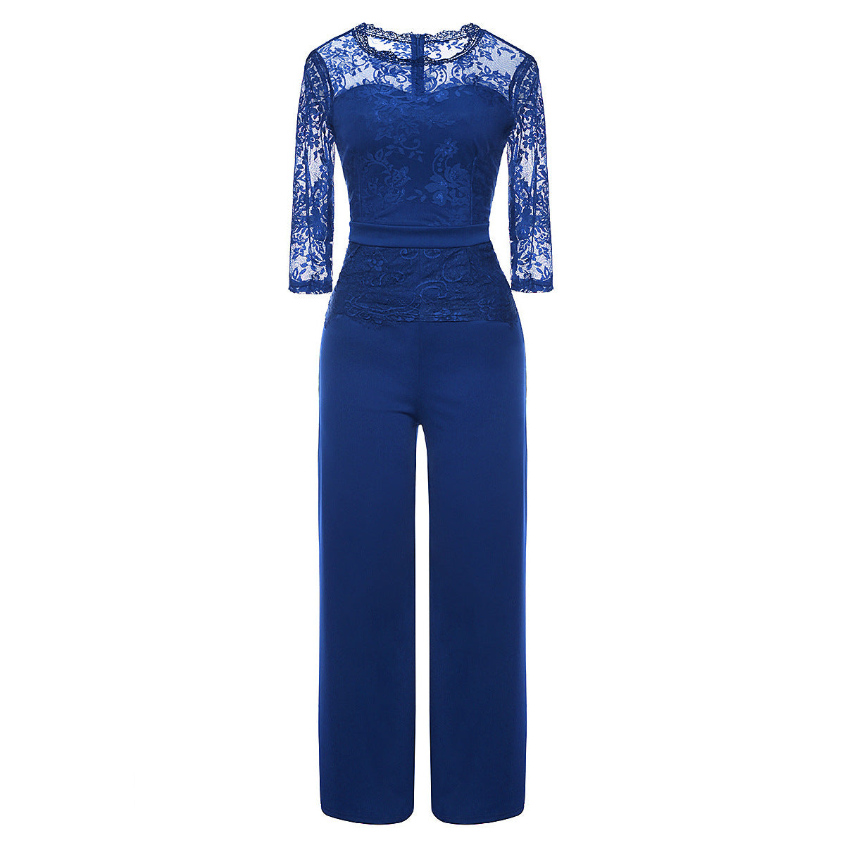 Dame Elegant Jumpsuit med spidstop og vid ben Stilla