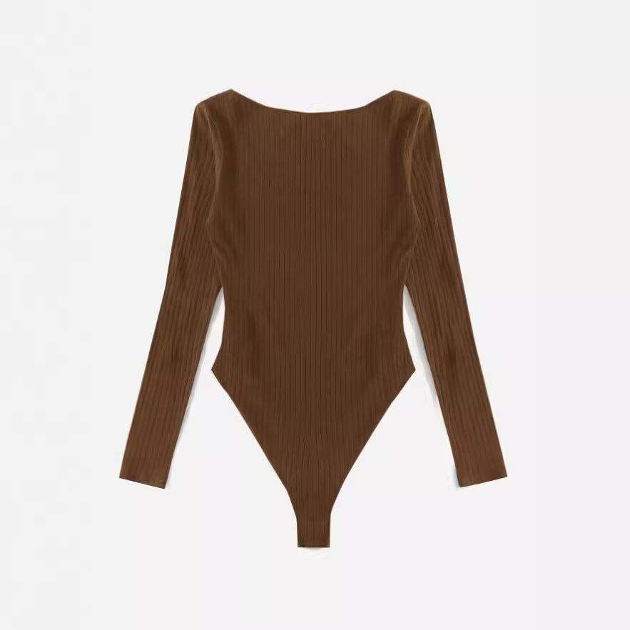 Dame Langærmet Bodysuit i struktureret bomuld Stilla