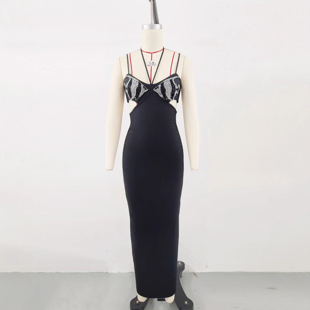 Dame Elegant Aftenkjole med Funkelelementer Stilla