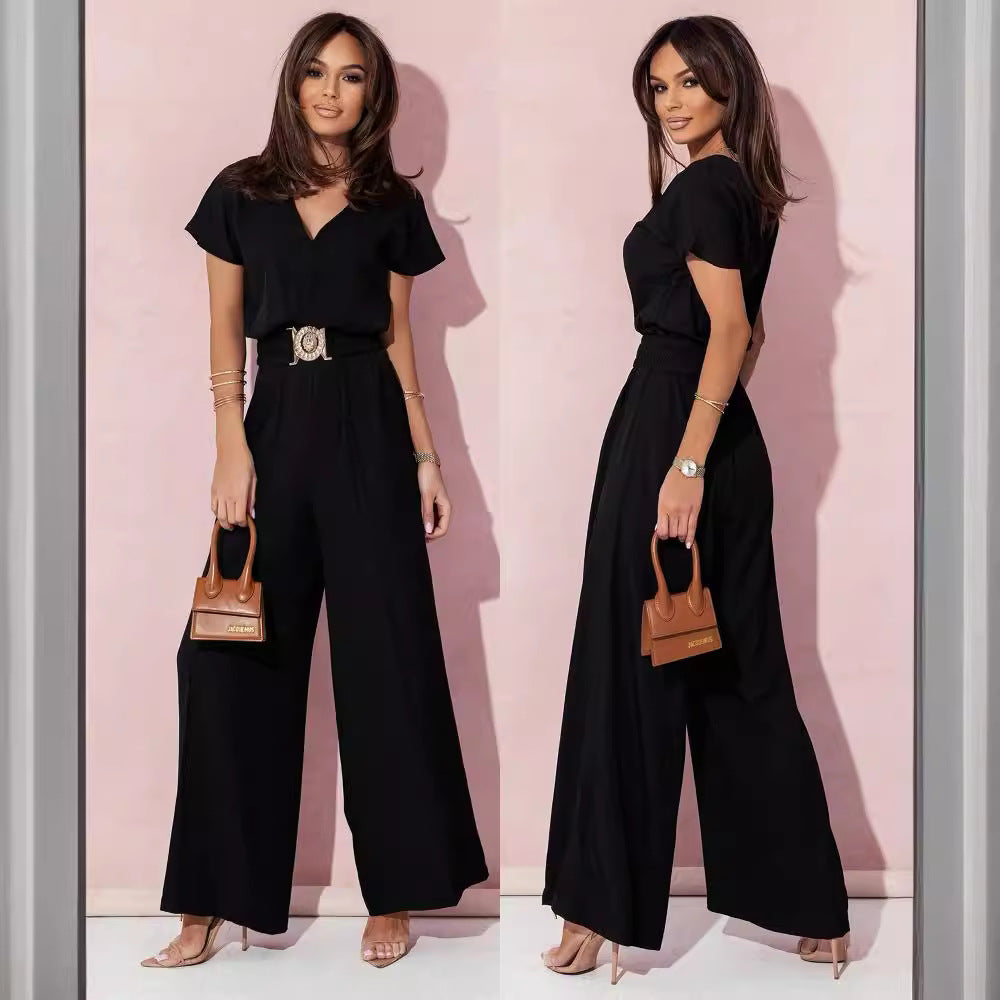 Dame Look Jumpsuit med vidde ben og bælte Stilla