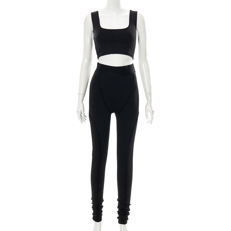 Femme Højtaljede Formende Leggings og Crop Top Sæt Stilla