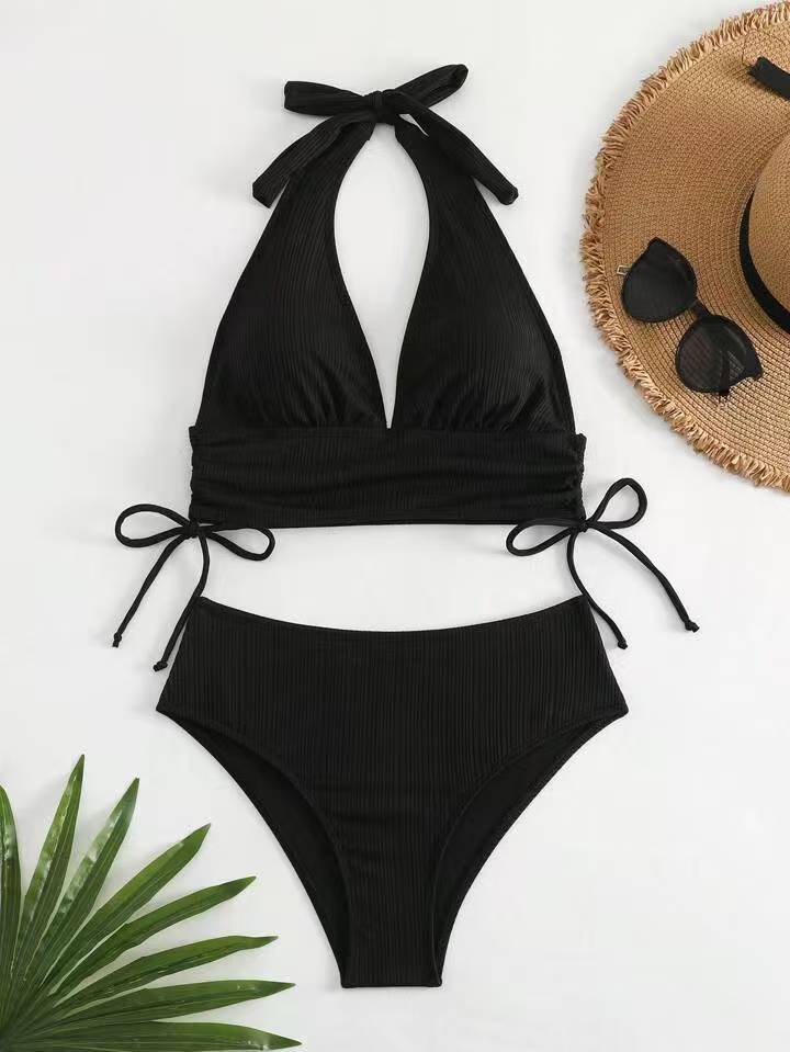 Dame Kvalitets Triangel-Bikini med sidelæns Cut-Out Stilla