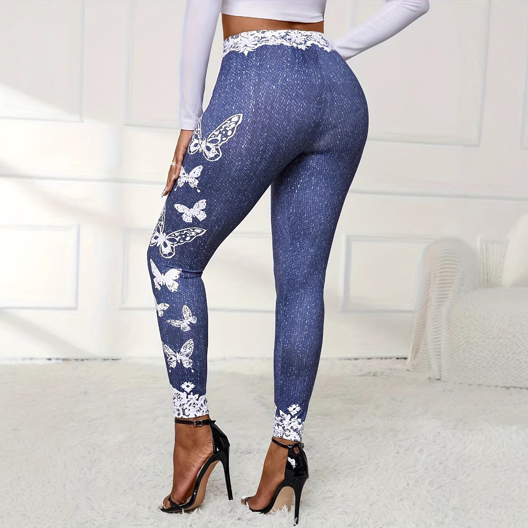Dame leggings med høj talje og feminine spidsdetaljer Stilla