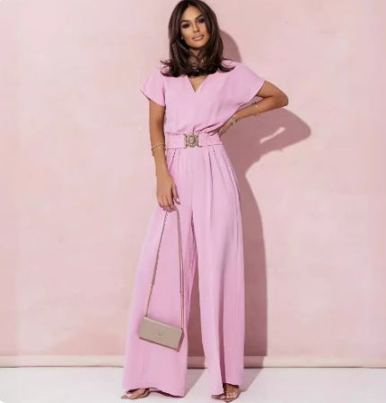 Dame Elegant Jumpsuit med Bælte Detalje Stilla