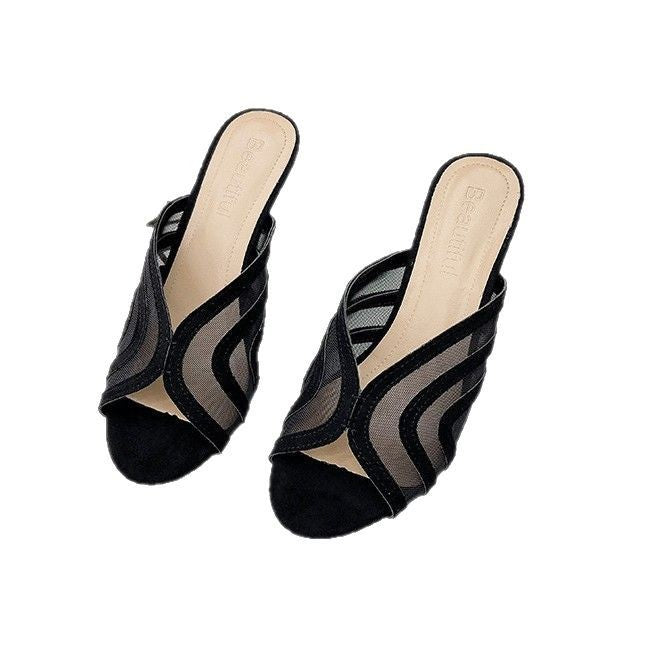 Dame Elegant Open-Toe Stiletto Mules Stilla
