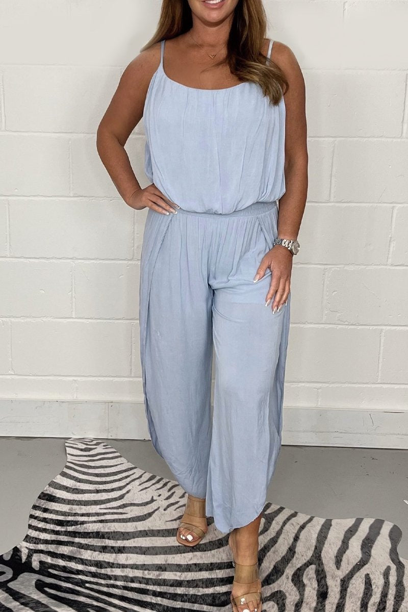 Dame afslappet jumpsuit med justerbare stropper og gummibånd Stilla