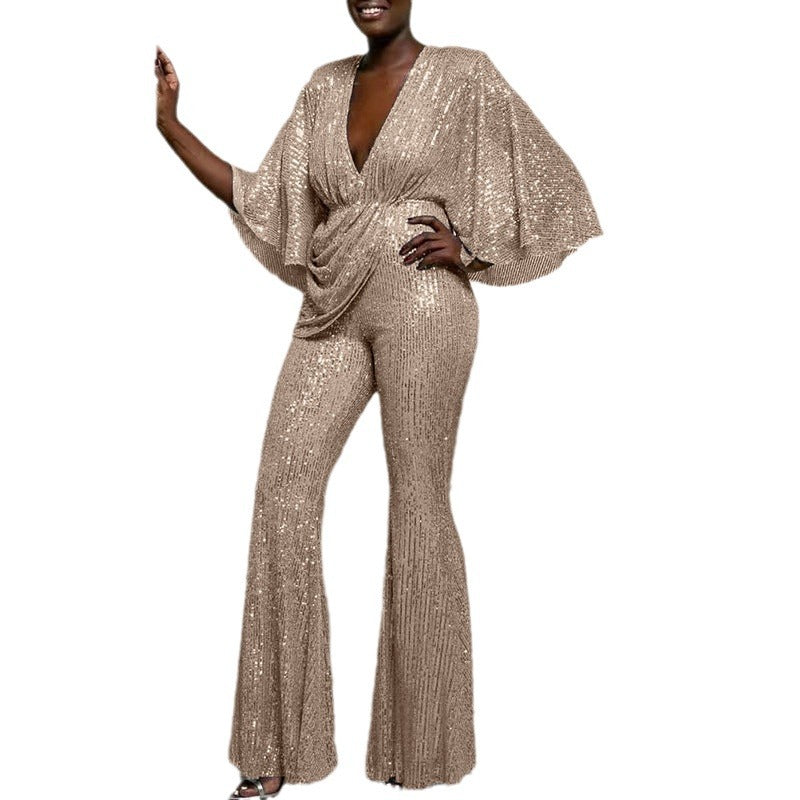 Dame Glamourøs Jumpsuit med vinger og paljetter Stilla