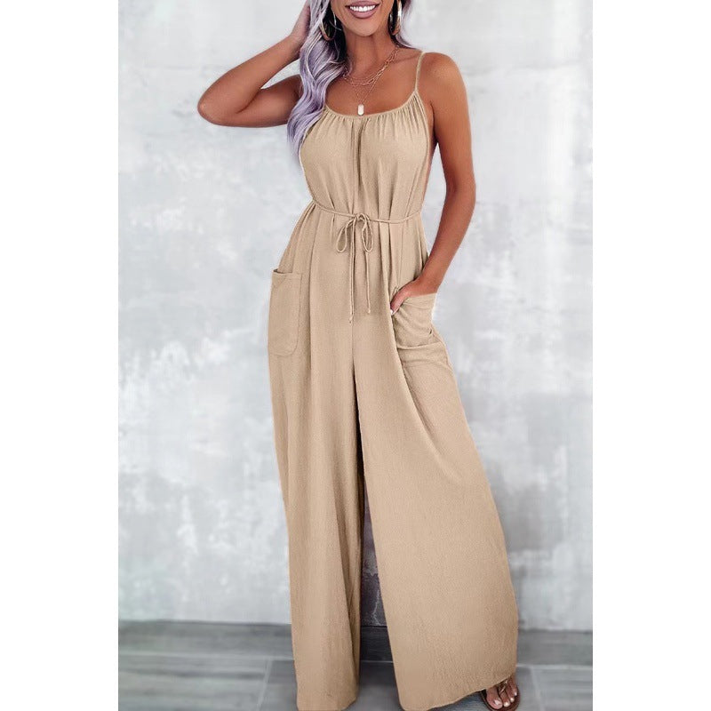 Dame elegant rygfri bredbens jumpsuit Stilla