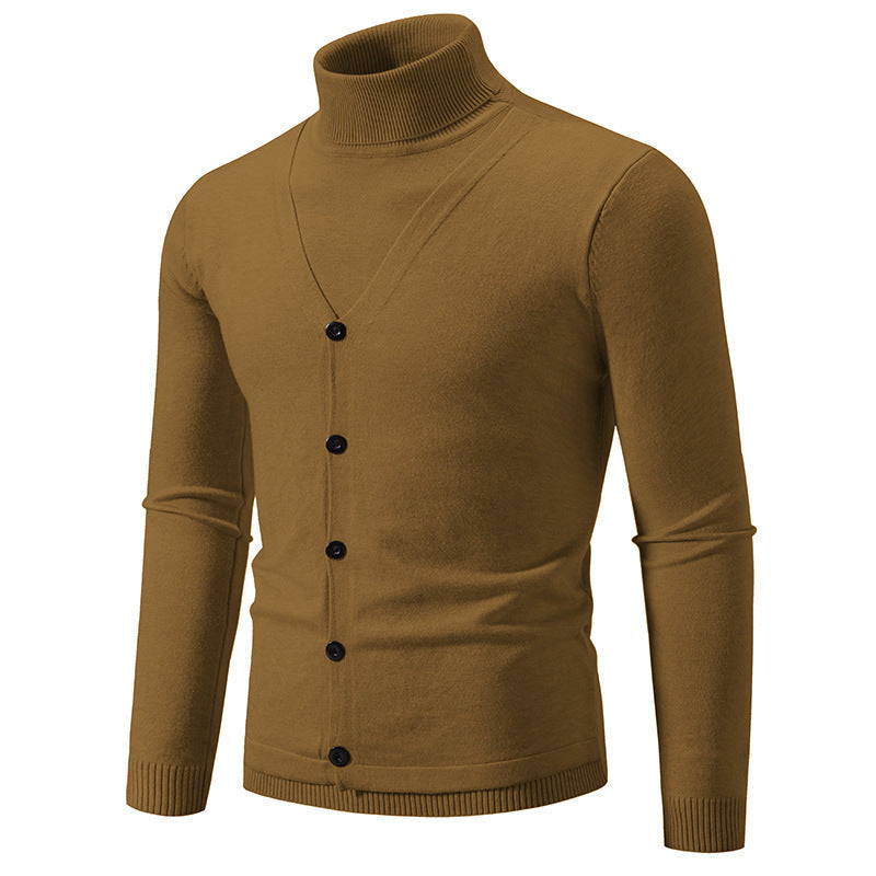 Herrer cardigan med højstående krave og knaplukning Stilla