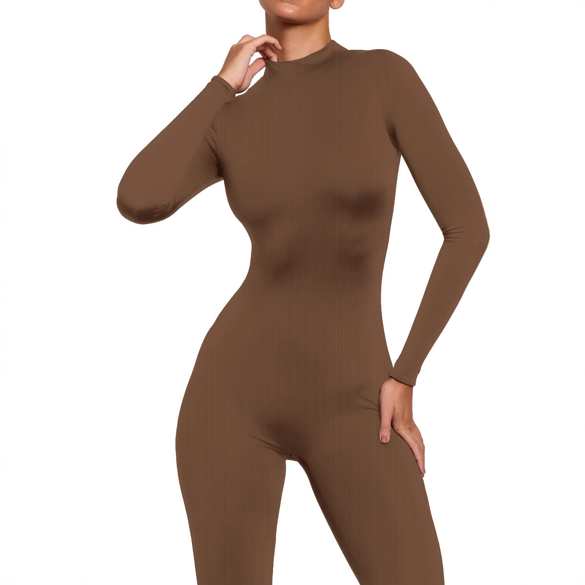 Dame sømløs langærmet jumpsuit med figurformende ribdesign Stilla