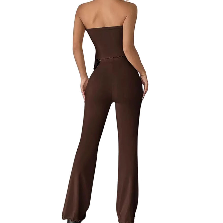 Dame Flared Jumpsuit med rynket top Stilla