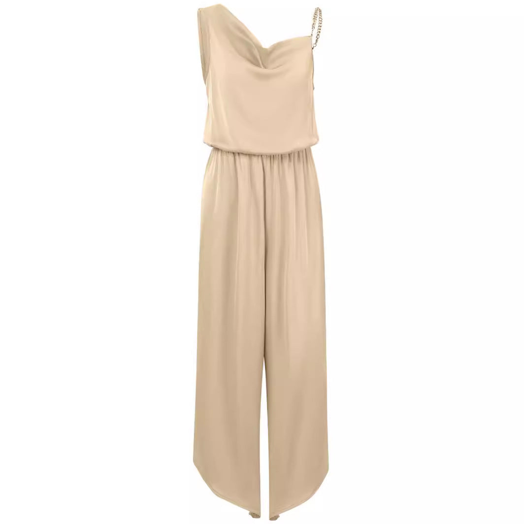 Dame elegant jumpsuit med asymmetrisk udskæring og bredt ben Stilla