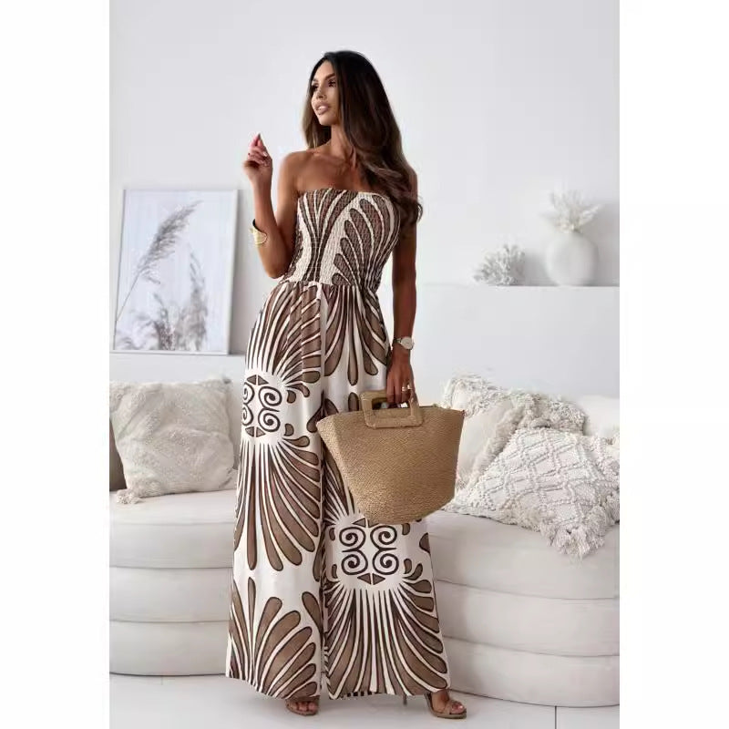 Dame jumpsuit med stilfuld bandeau-udskæring og bred ben Stilla