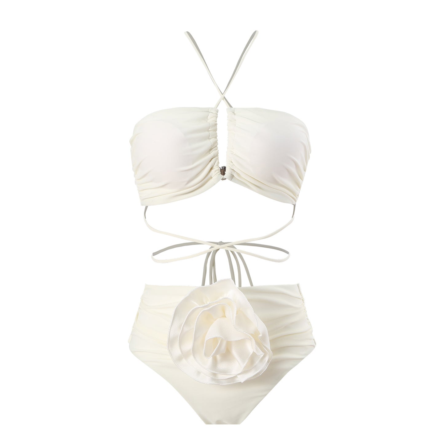 Dame Bandeau-bikini med voluminøse ruffles detaljer og justerbare stropper Stilla