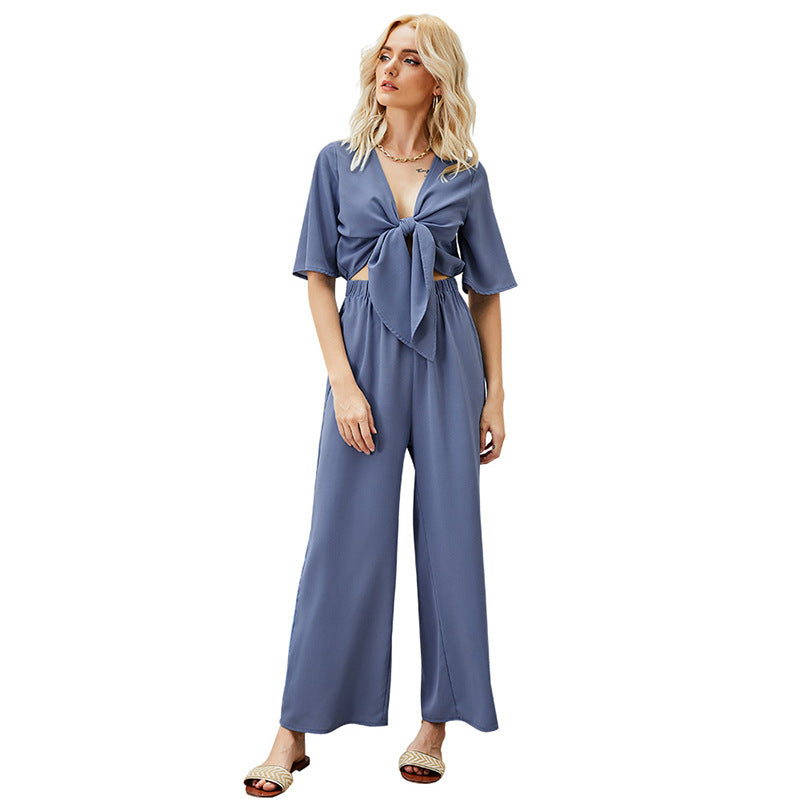 Dame Mode Jumpsuit med blomsterhatdesign og bred ben Stilla