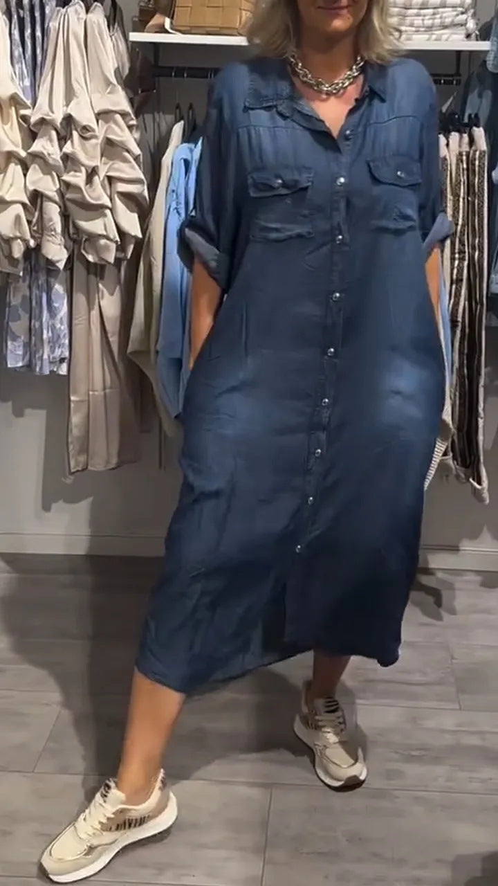 Dame Jeans-Skjorte Kjole med praktiske lommer og moderigtig snit Stilla