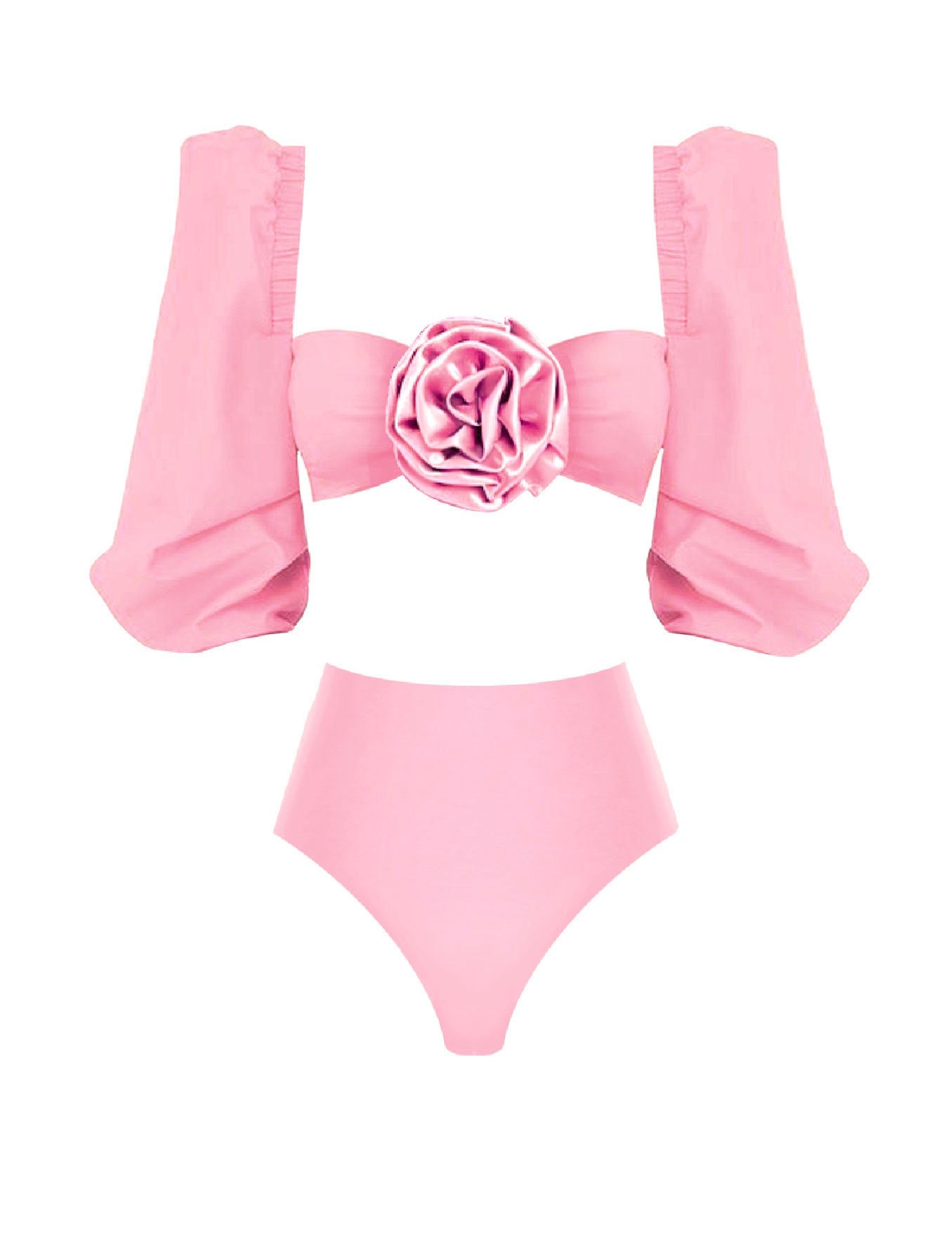 Dame Bikini-sæt med elegant pufærmet top og højt skåret trusser Stilla