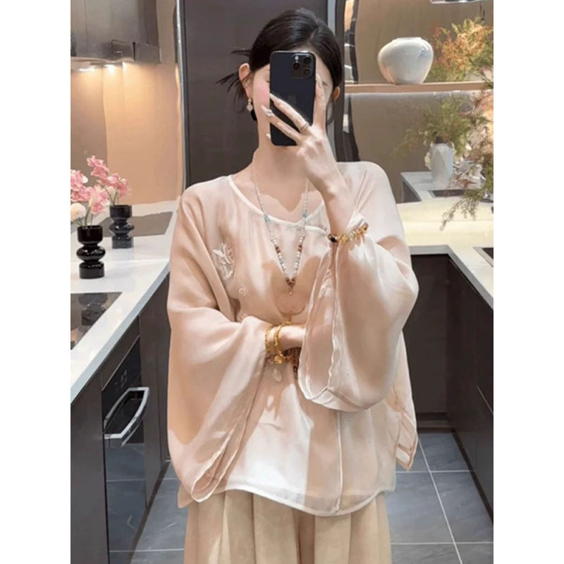 Femme Elegante Chiffon Maxi Kjole Sæt Stilla